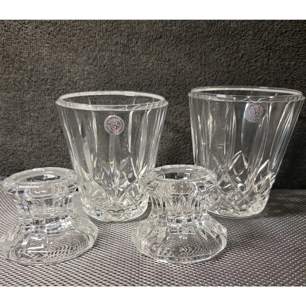 Set Of 2 Toscany by St. George Crystal - 24% Lead Crystal Hurricane Votive